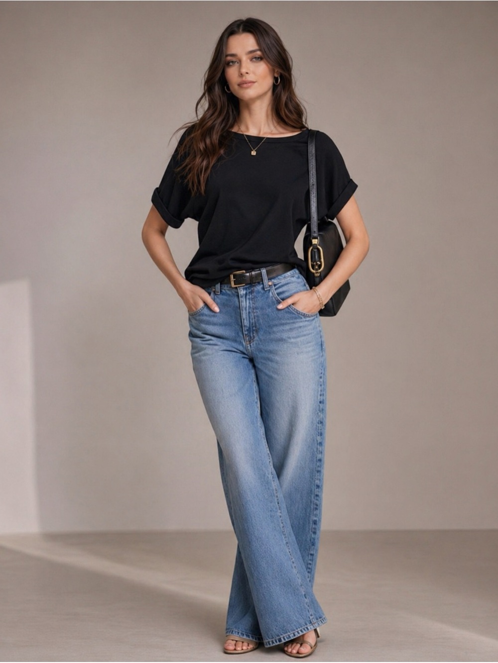 NWT Elbow Slv Soft Modal Scuba Top - Black
